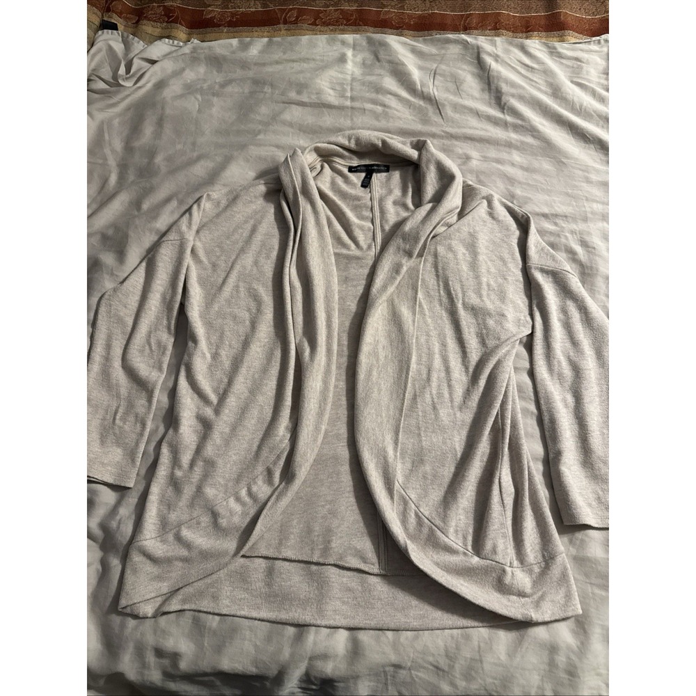 White House Black Market Cardigan Size Medium Beige Tan Khaki Open Front
